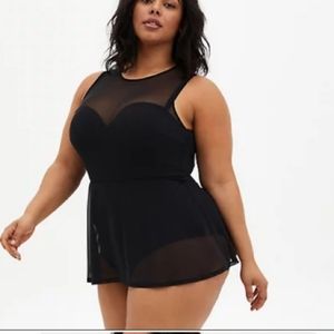Black mesh swim dress